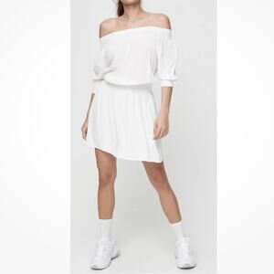 Aritzia Sunday Best Off the Shoulder White Smocked Jocasta Dress Womens M Preppy